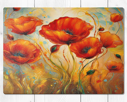 Glasschneidebrett - Mohn 1