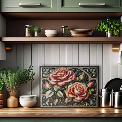 Glasschneidebrett - Rosen 1