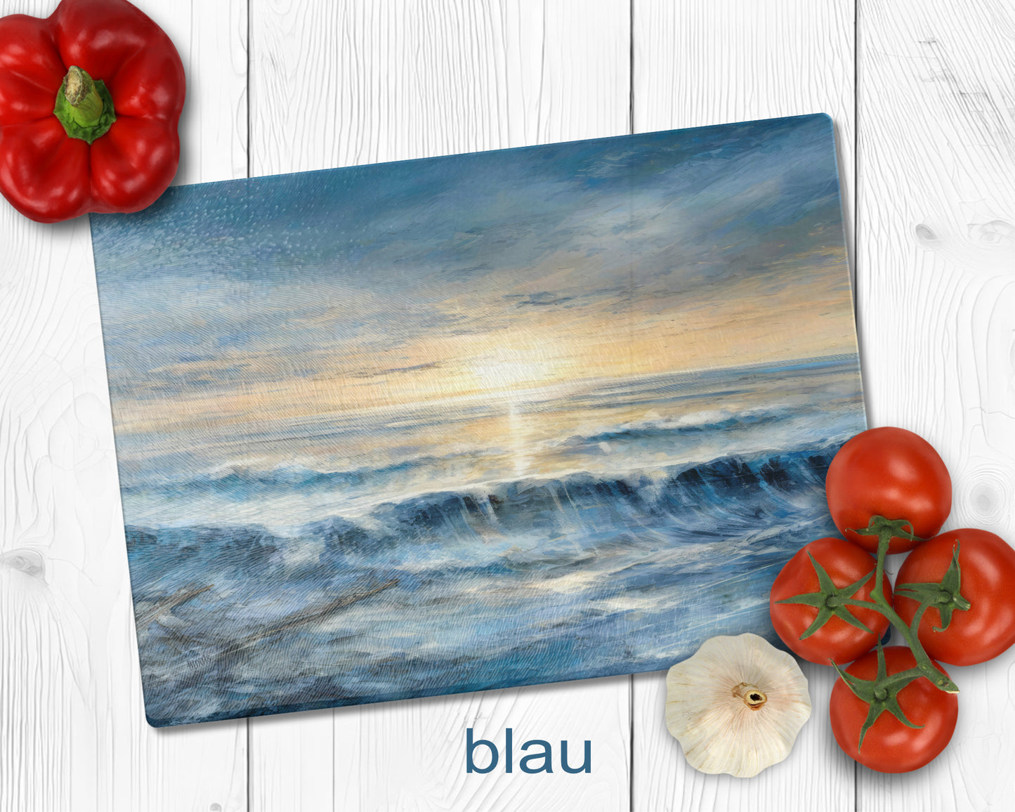 Glass cutting board - Sea 9 (blue or grey)