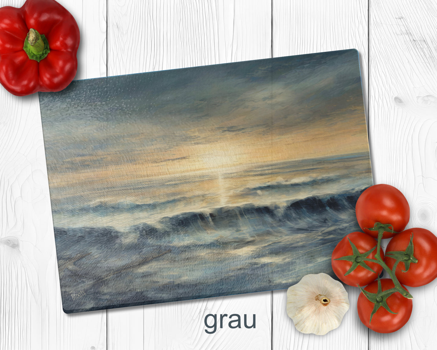 Glass cutting board - Sea 9 (blue or grey)