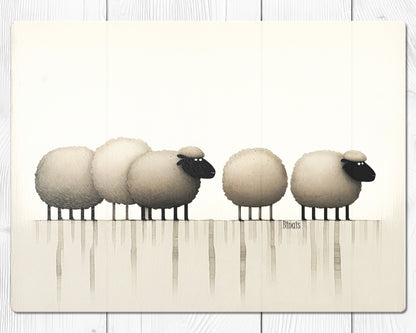 Glasschneidebrett - Schafe 1