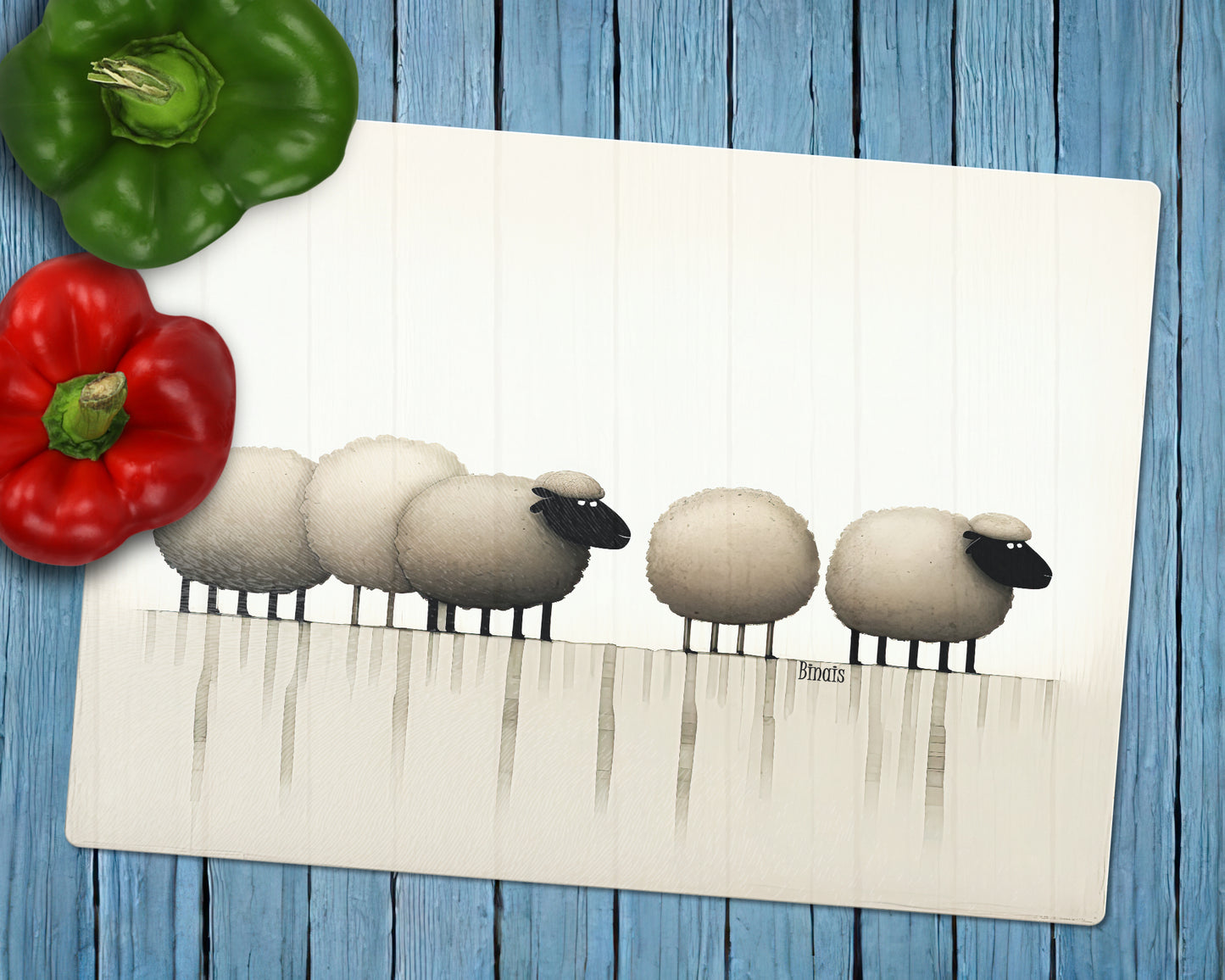 Glasschneidebrett - Schafe 1
