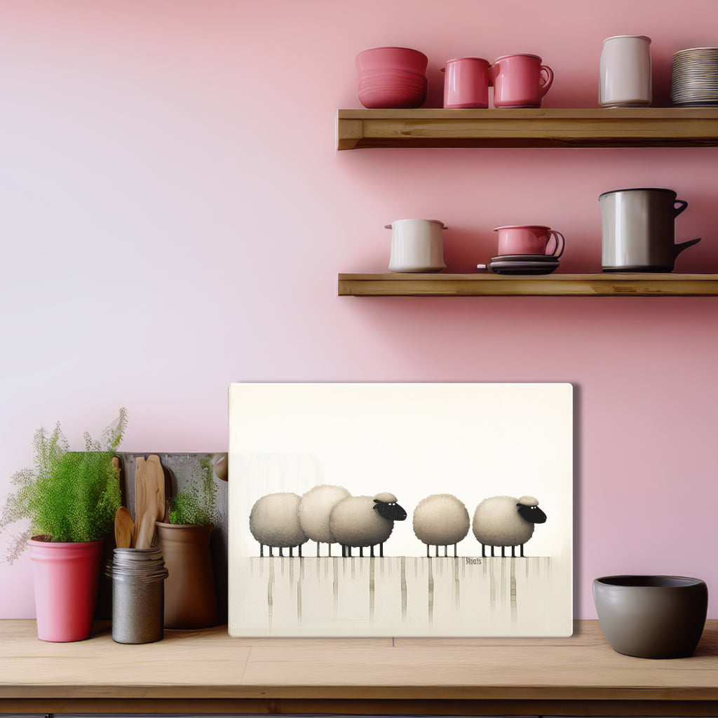 Glasschneidebrett - Schafe 1