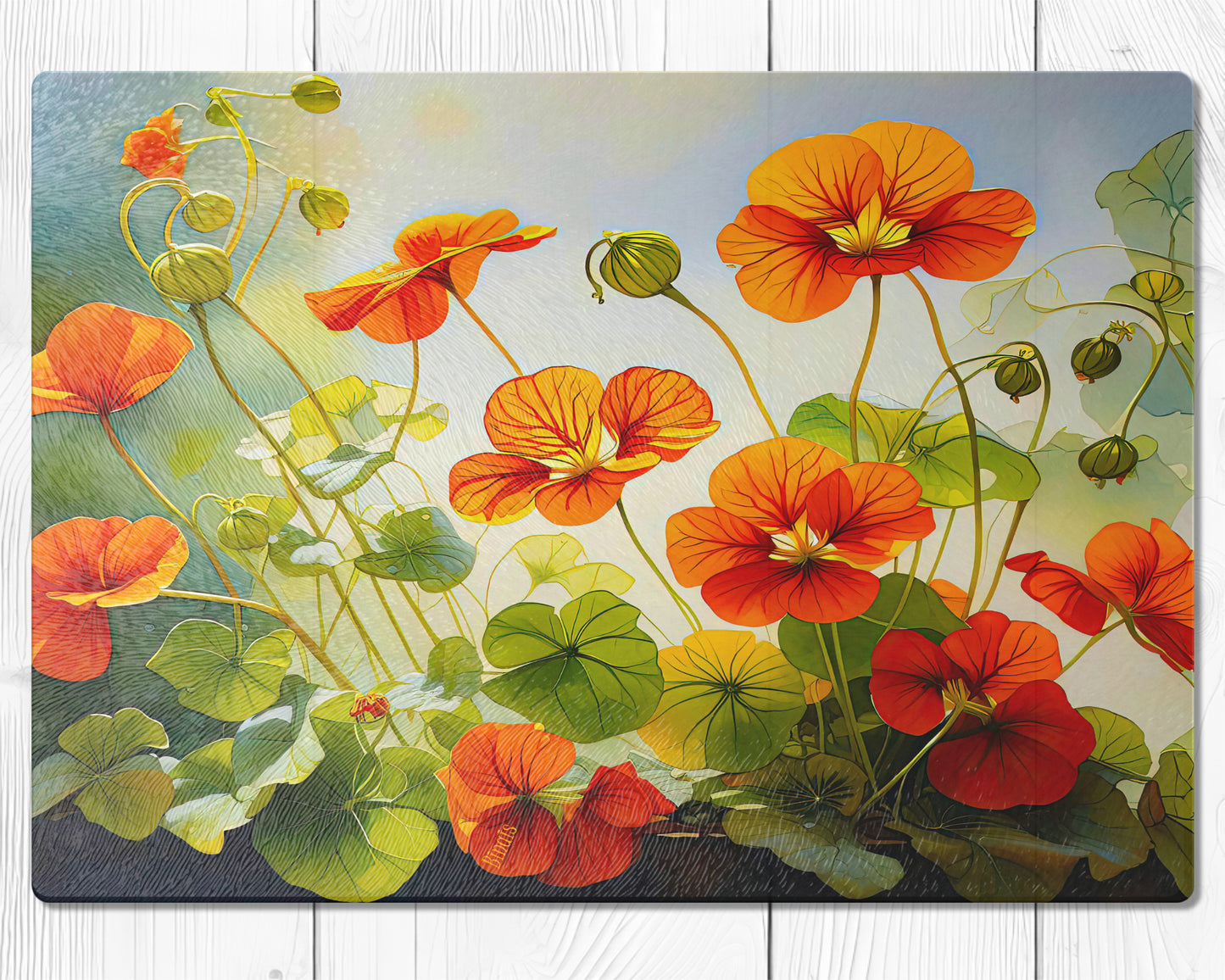 Glasschneidebrett - Kapuzinerkresse 2