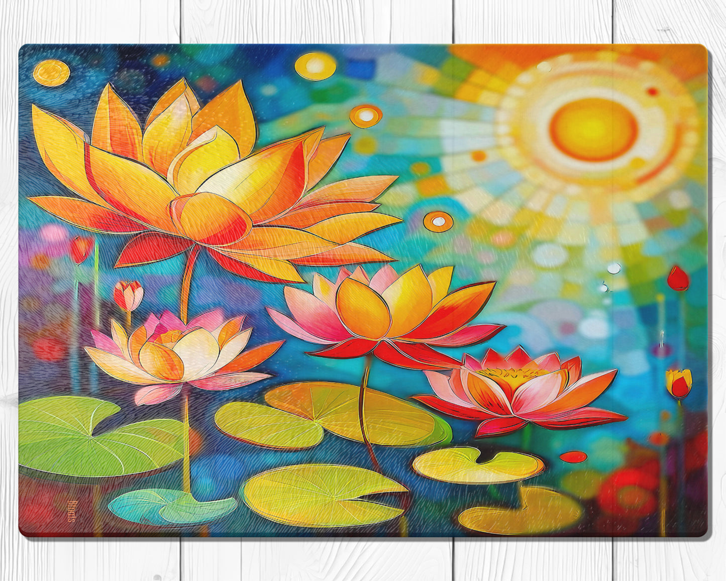 Glass cutting board - Lotus blossoms 1