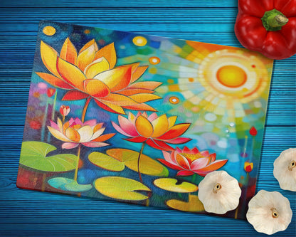 Glass cutting board - Lotus blossoms 1