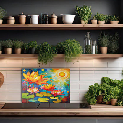 Glass cutting board - Lotus blossoms 1