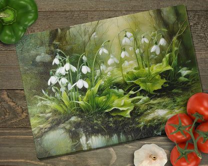 Glass cutting board - Snowdrops 3 