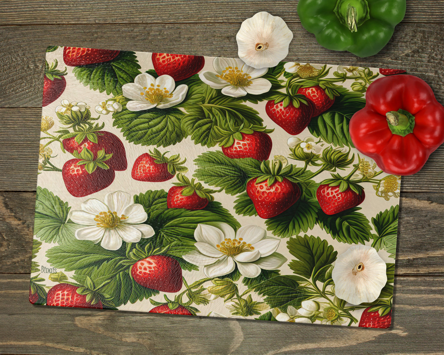 Glasschneidebrett - Erdbeeren 2