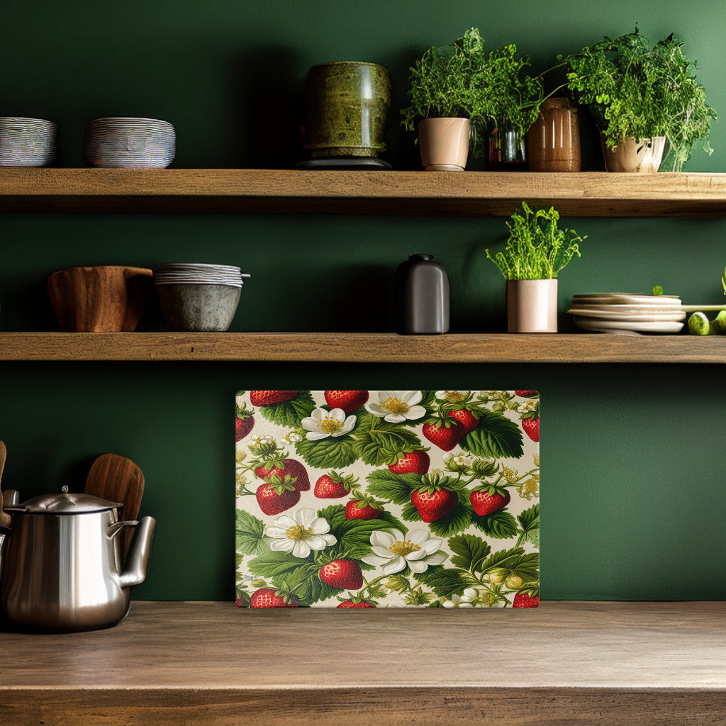 Glasschneidebrett - Erdbeeren 2