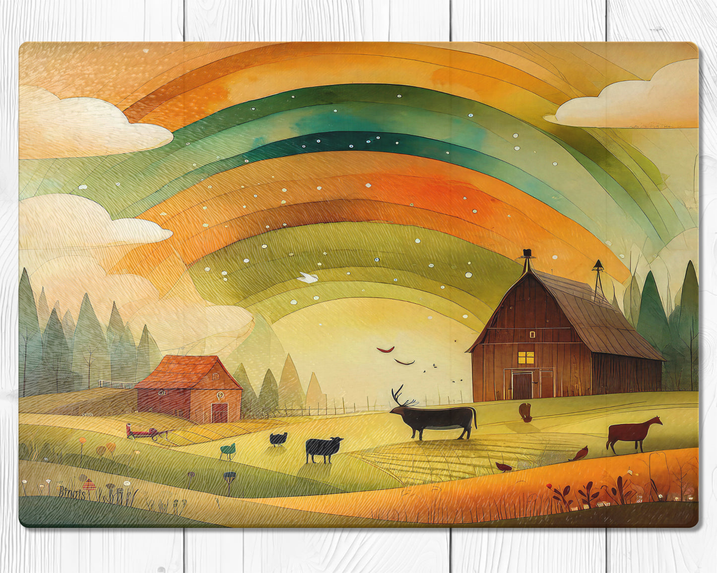 Glasschneidebrett - Landleben 1