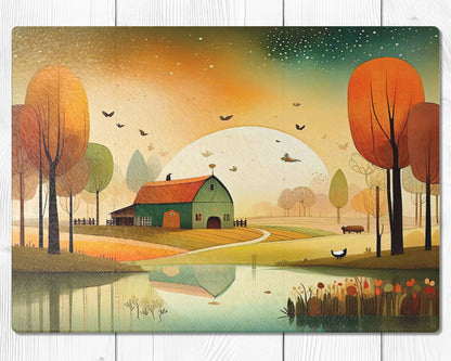 Glasschneidebrett - Landleben 2