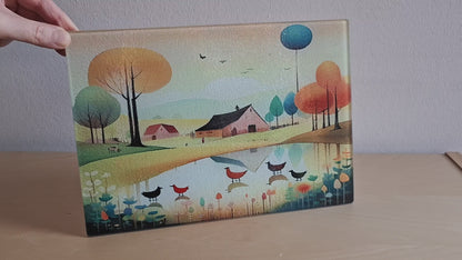 Glasschneidebrett - Landleben 3