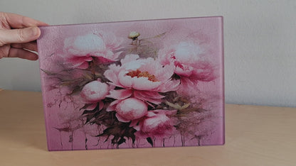 Glasschneidebrett - Pfingstrosen 1