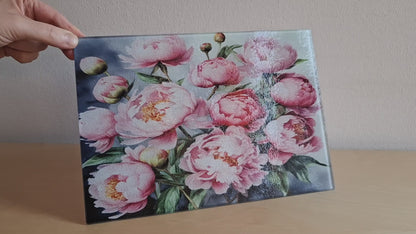 Glasschneidebrett - Pfingstrosen 4