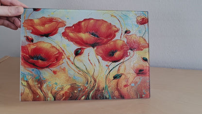 Glasschneidebrett - Mohn 1