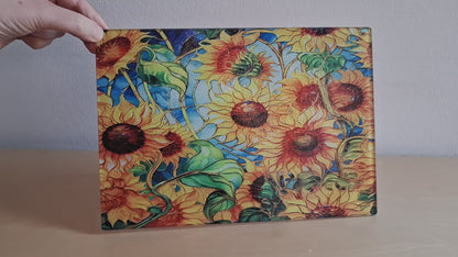 Glasschneidebrett - Sonnenblume 2