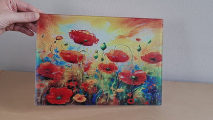 Glasschneidebrett - Mohn 4