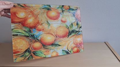 Glasschneidebrett - Orangen 1