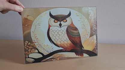 Glasschneidebrett - Eulen 2