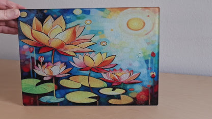 Glass cutting board - Lotus blossoms 1