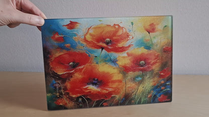 Glasschneidebrett - Mohn 3