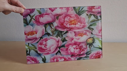 Glasschneidebrett - Pfingstrosen 3