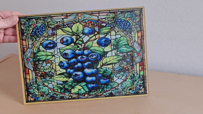 Glasschneidebrett - Blaubeeren 1